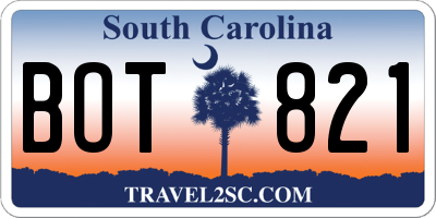 SC license plate BOT821