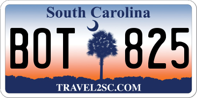 SC license plate BOT825