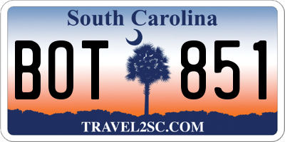 SC license plate BOT851