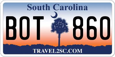 SC license plate BOT860