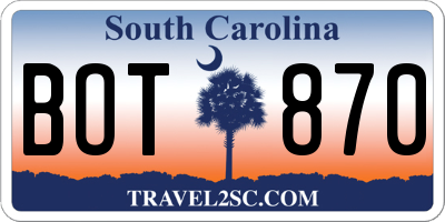 SC license plate BOT870