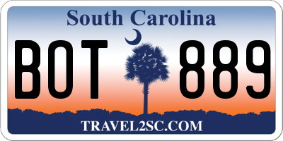 SC license plate BOT889