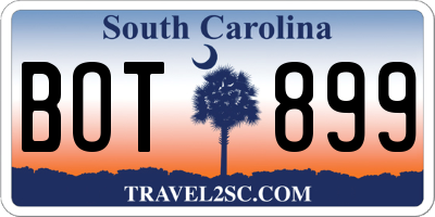 SC license plate BOT899