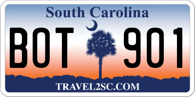 SC license plate BOT901