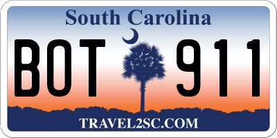 SC license plate BOT911