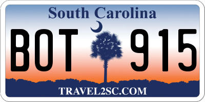 SC license plate BOT915