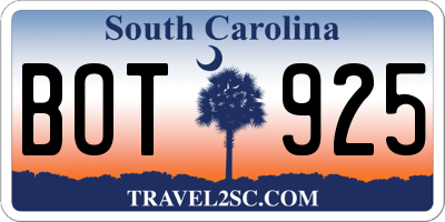 SC license plate BOT925