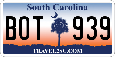 SC license plate BOT939