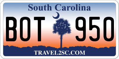 SC license plate BOT950