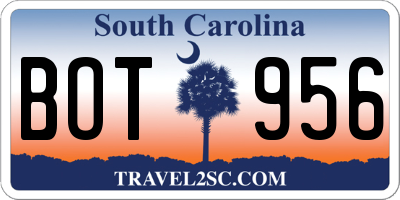 SC license plate BOT956