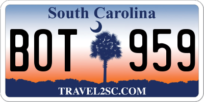 SC license plate BOT959