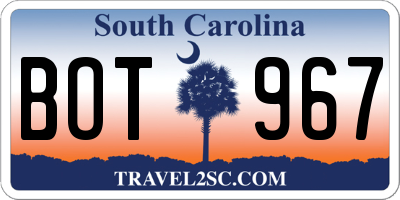 SC license plate BOT967