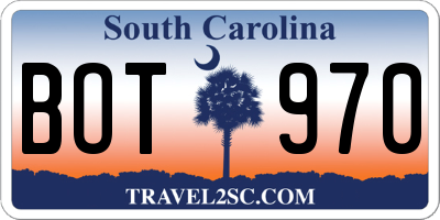 SC license plate BOT970