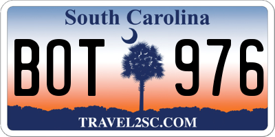 SC license plate BOT976