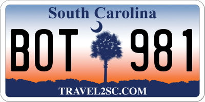 SC license plate BOT981