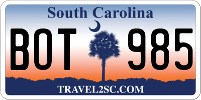 SC license plate BOT985
