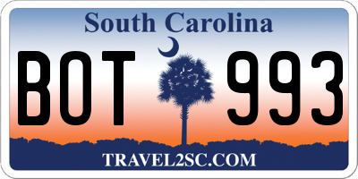 SC license plate BOT993