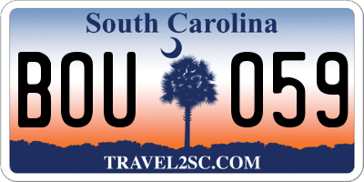 SC license plate BOU059