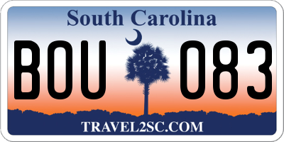 SC license plate BOU083