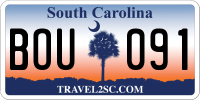 SC license plate BOU091