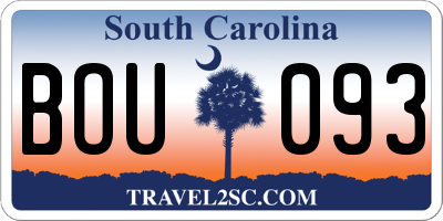 SC license plate BOU093
