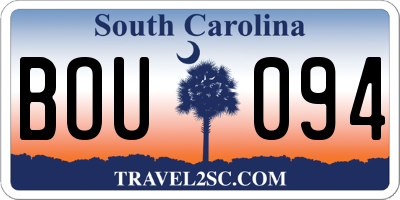 SC license plate BOU094
