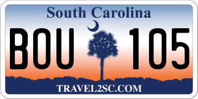 SC license plate BOU105