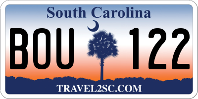 SC license plate BOU122