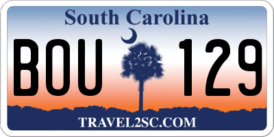 SC license plate BOU129