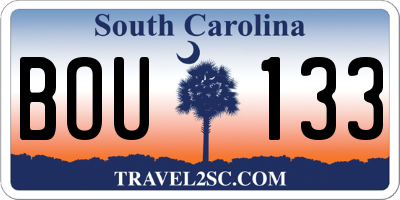 SC license plate BOU133