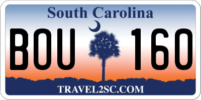 SC license plate BOU160