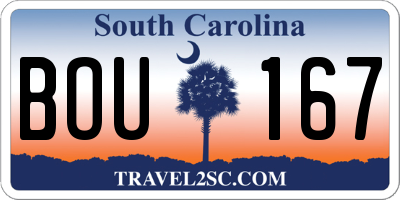 SC license plate BOU167