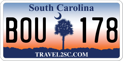 SC license plate BOU178