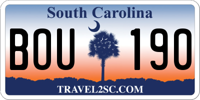 SC license plate BOU190