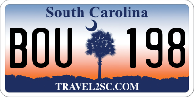SC license plate BOU198