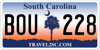 SC license plate BOU228