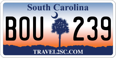 SC license plate BOU239