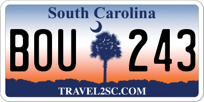 SC license plate BOU243