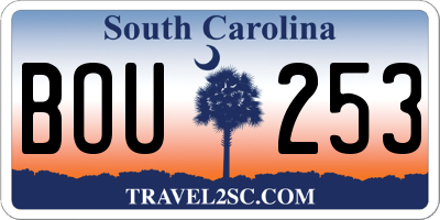 SC license plate BOU253