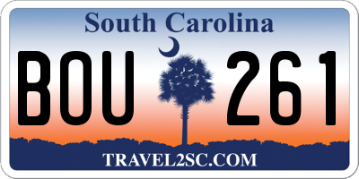 SC license plate BOU261