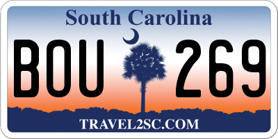 SC license plate BOU269