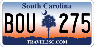 SC license plate BOU275