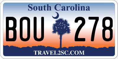 SC license plate BOU278