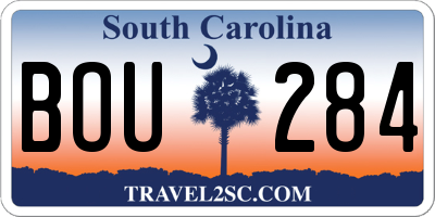 SC license plate BOU284