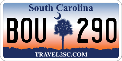SC license plate BOU290