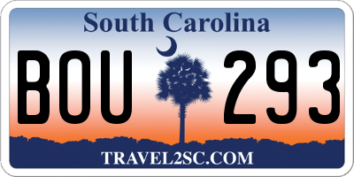 SC license plate BOU293