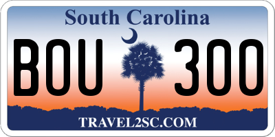 SC license plate BOU300