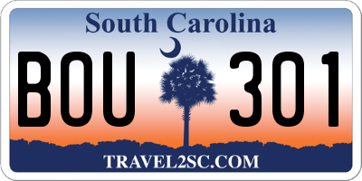 SC license plate BOU301