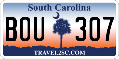 SC license plate BOU307