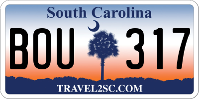 SC license plate BOU317